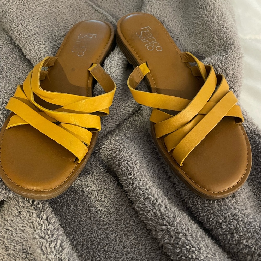 Franco Sarto yellow sandals size 7 DSW shoes